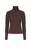 Petra Rib Turtleneck - Mörkbrun
