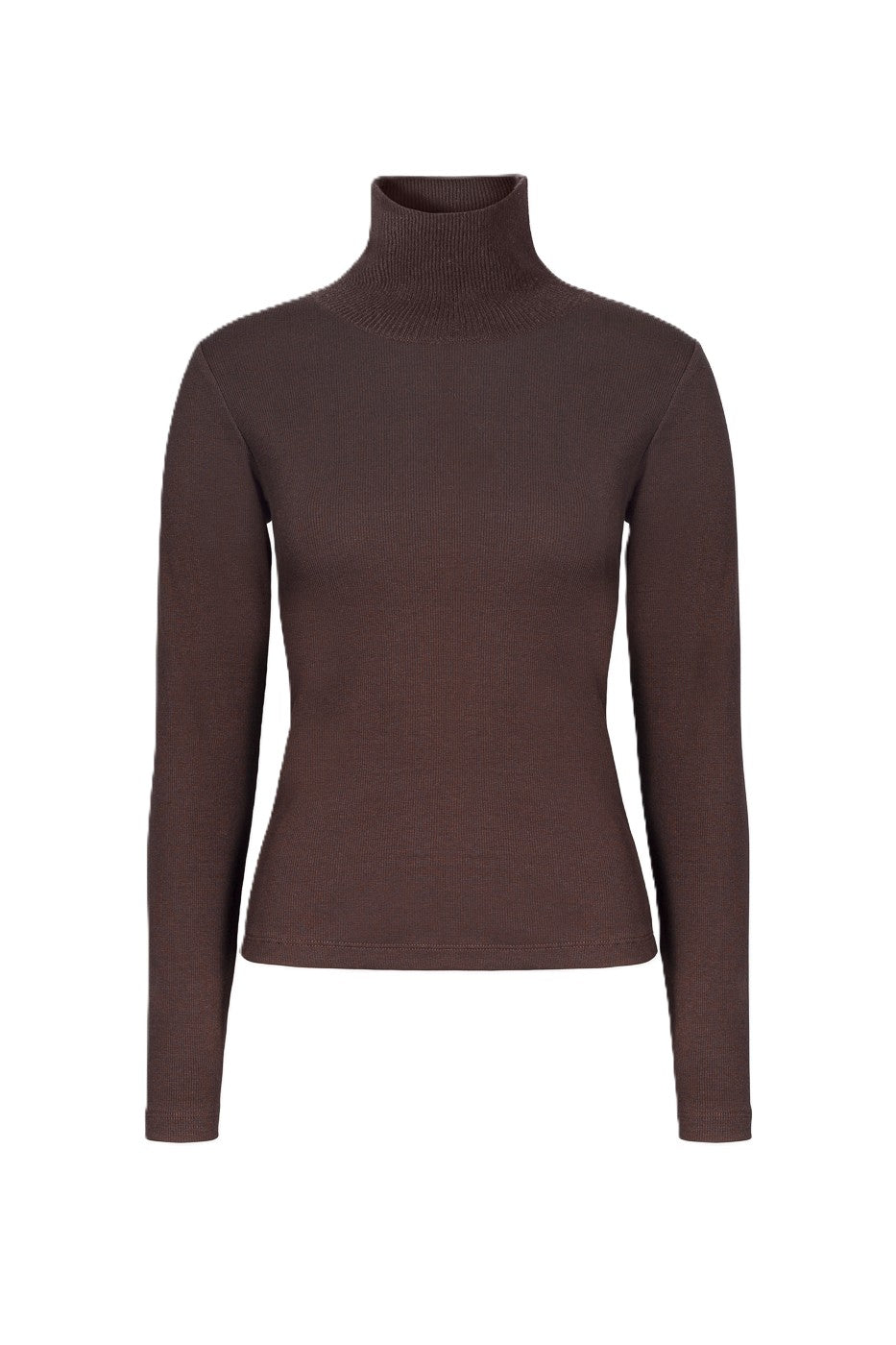 Petra Rib Turtleneck - Mörkbrun