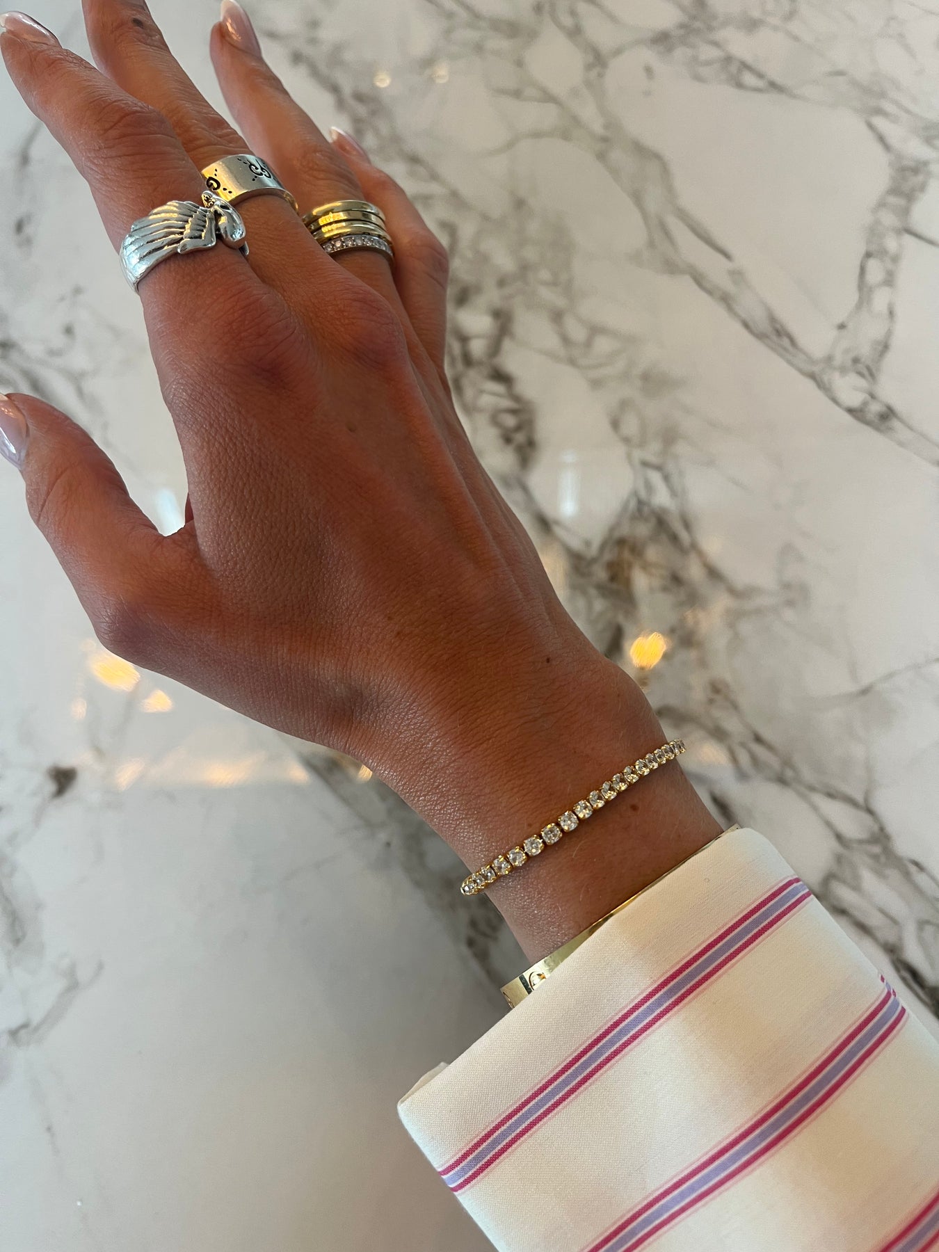 Cup Chain Tennis Bracelet - Lemon