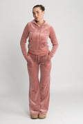 Robertson Classic Velour Zip Hoodie - Withered Rose