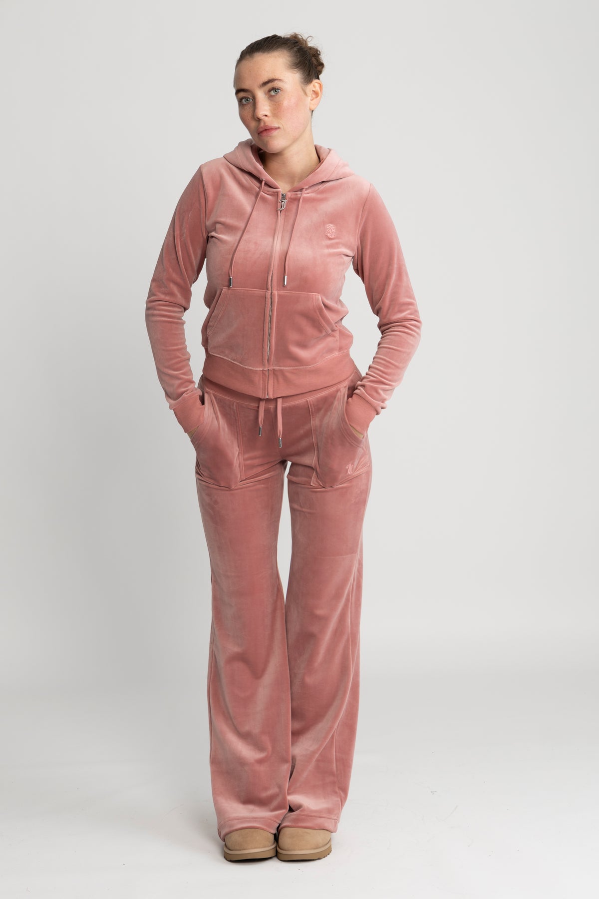Robertson Classic Velour Zip Hoodie - Withered Rose