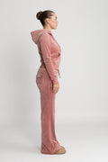 Robertson Classic Velour Zip Hoodie - Withered Rose