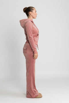 Robertson Classic Velour Zip Hoodie - Withered Rose