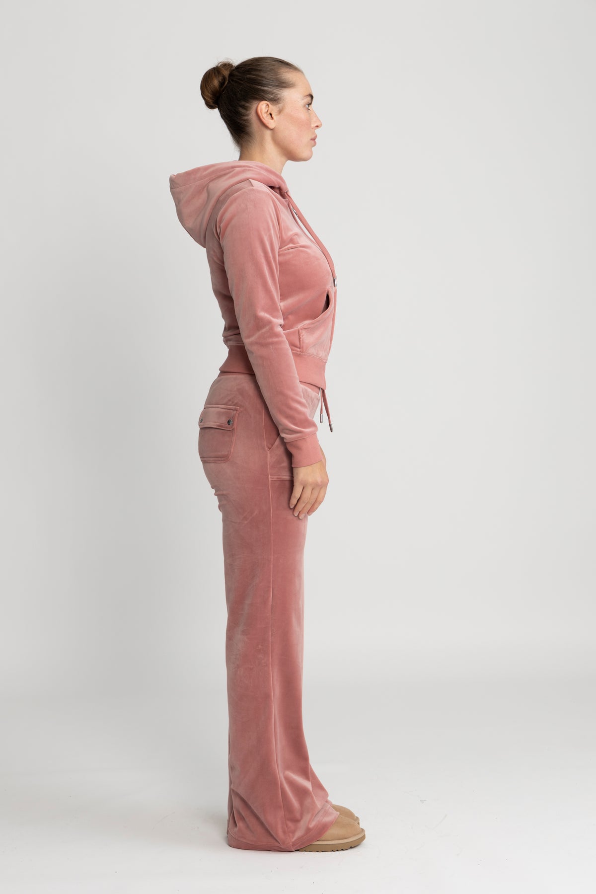 Robertson Classic Velour Zip Hoodie - Withered Rose
