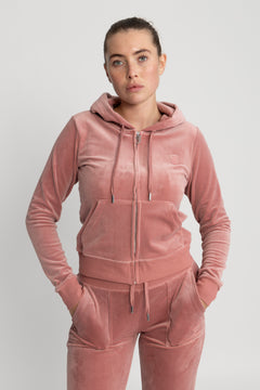 Robertson Classic Velour Zip Hoodie - Withered Rose