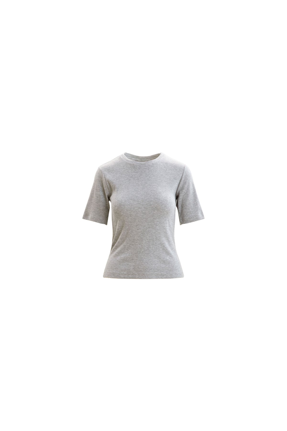 Pippa Rib Tee - Ljusgrå melange