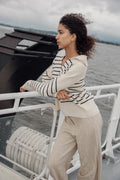 Cotton Storm Knit - Vanilla Navy Stripe