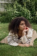 Cotton Storm Knit - Vanilla Navy Stripe