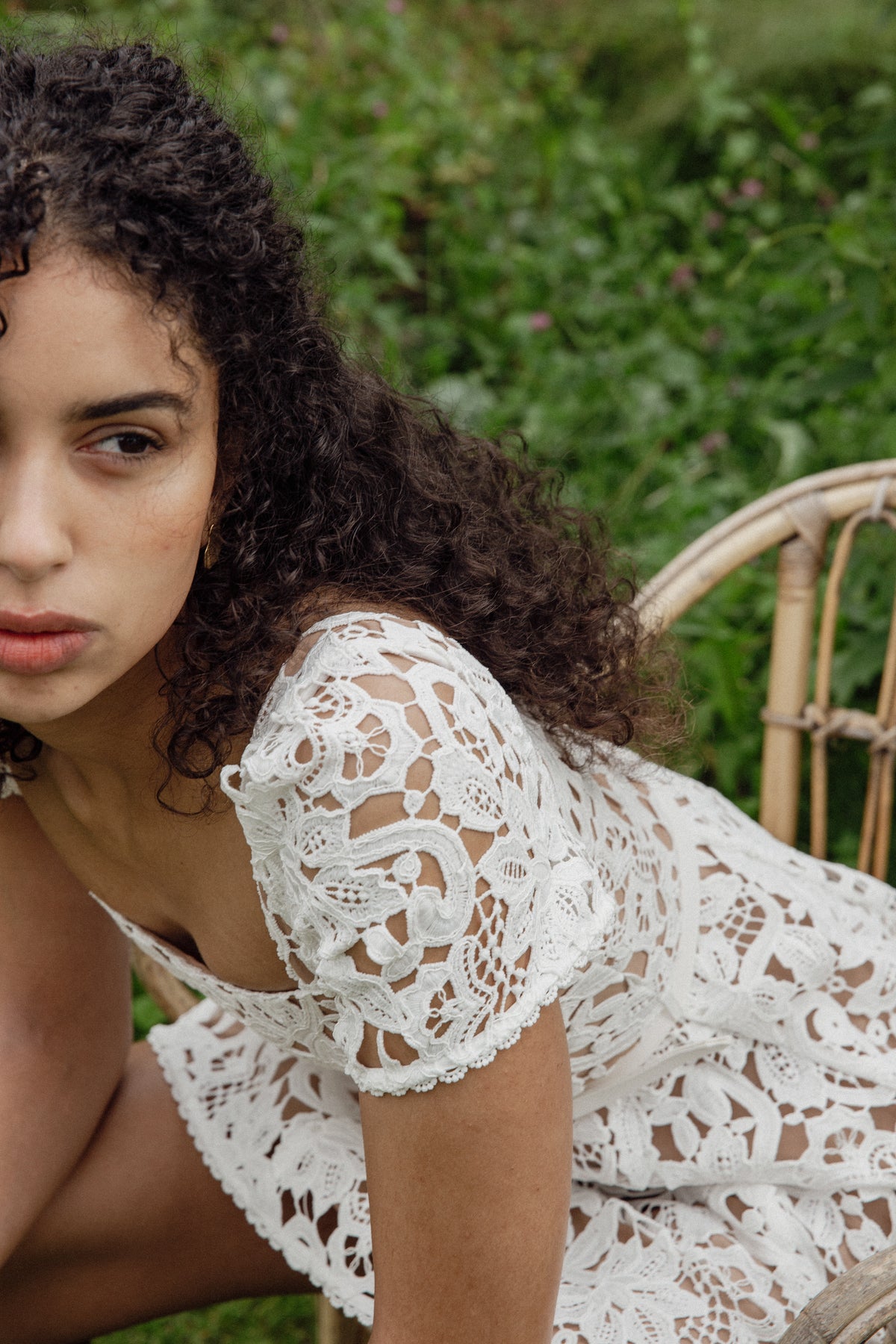 Floral Lace Mini Dress - White