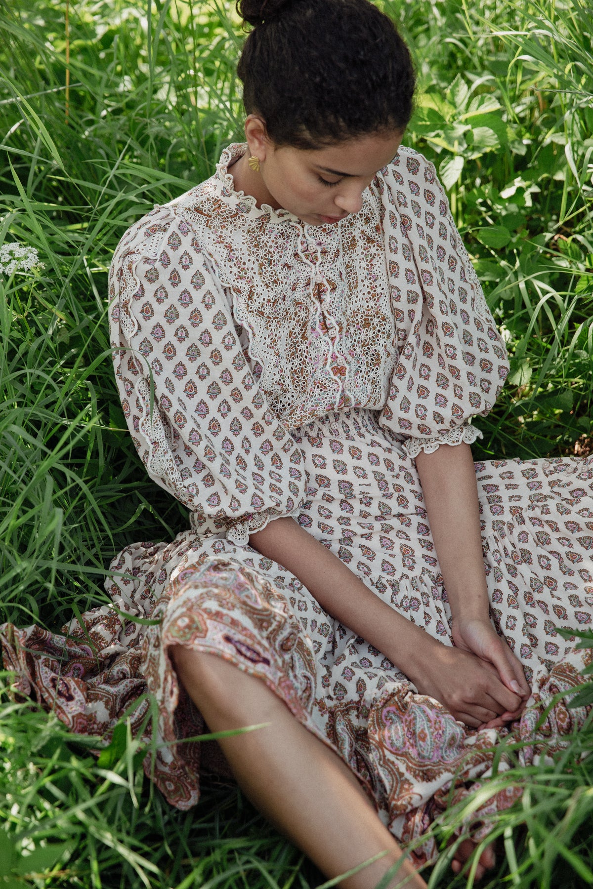 Cotton Slub Midi Dress - Paisley