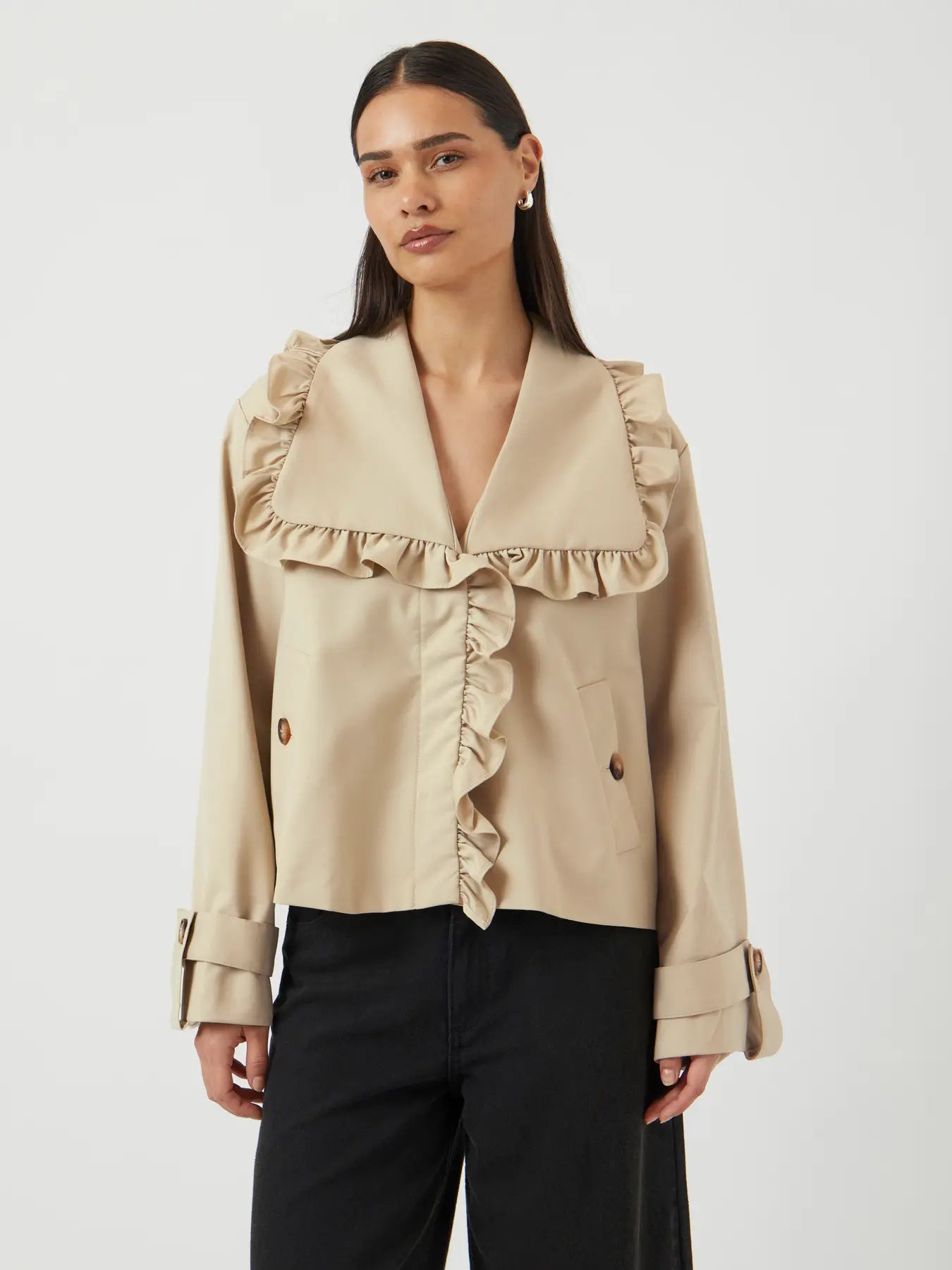 Yaselsana Ls Short Trenchcoat - Travertine