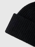 Lulu Wool Blend Knit Beanie - Black Melange