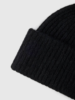 Lulu Wool Blend Knit Beanie - Black Melange