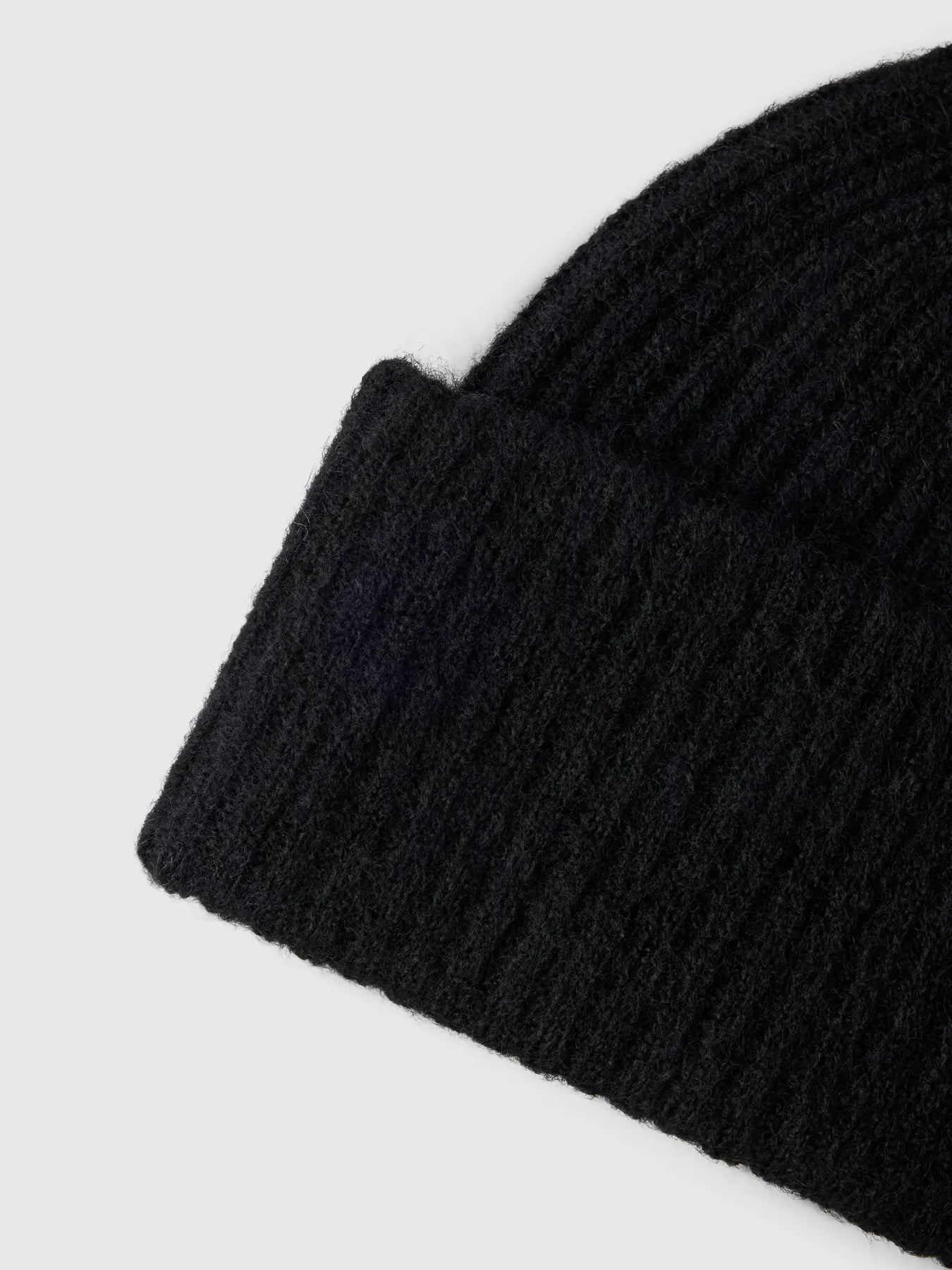 Lulu Wool Blend Knit Beanie - Black Melange
