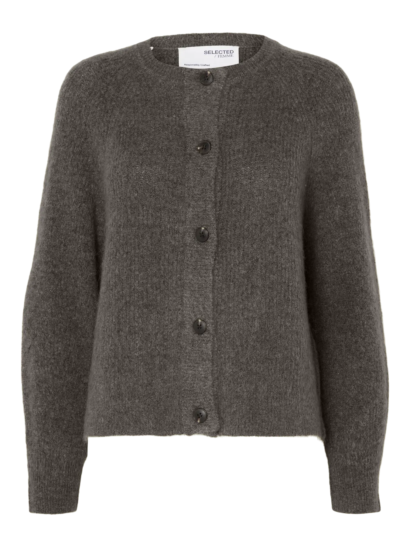 Lulu LS Knit Short Cardigan - Medium Grey Melange
