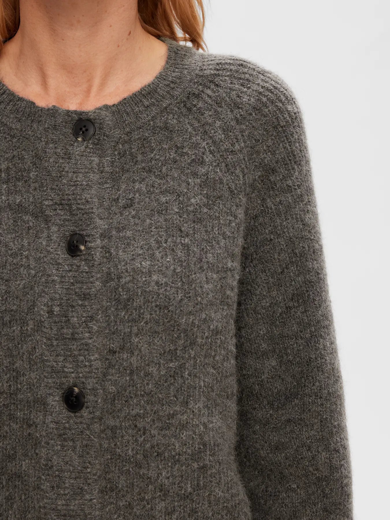 Lulu LS Knit Short Cardigan - Medium Grey Melange
