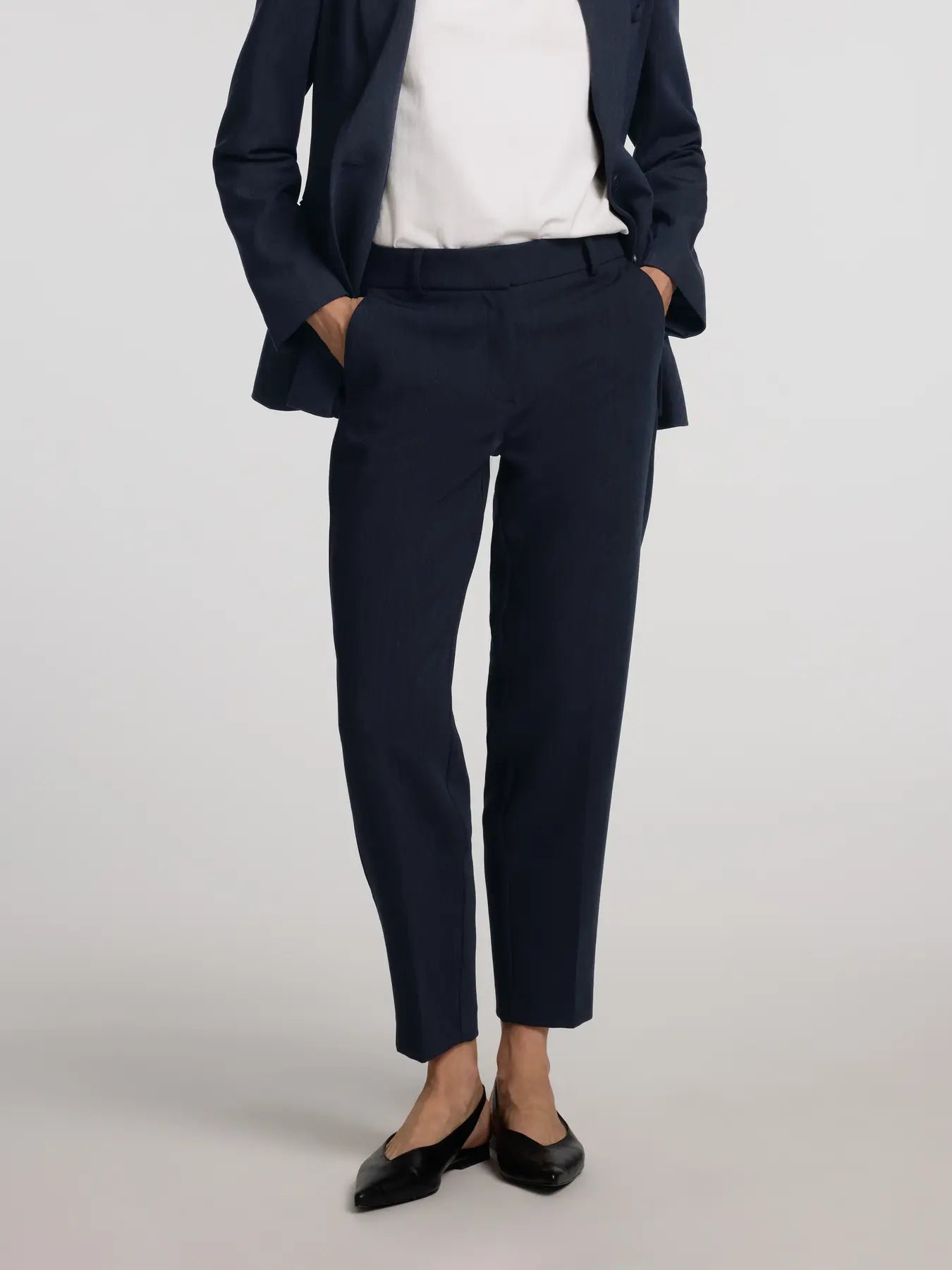 Selected Femme - Rita-Ria Cropped Byxa - Dark Sapphire Melange
