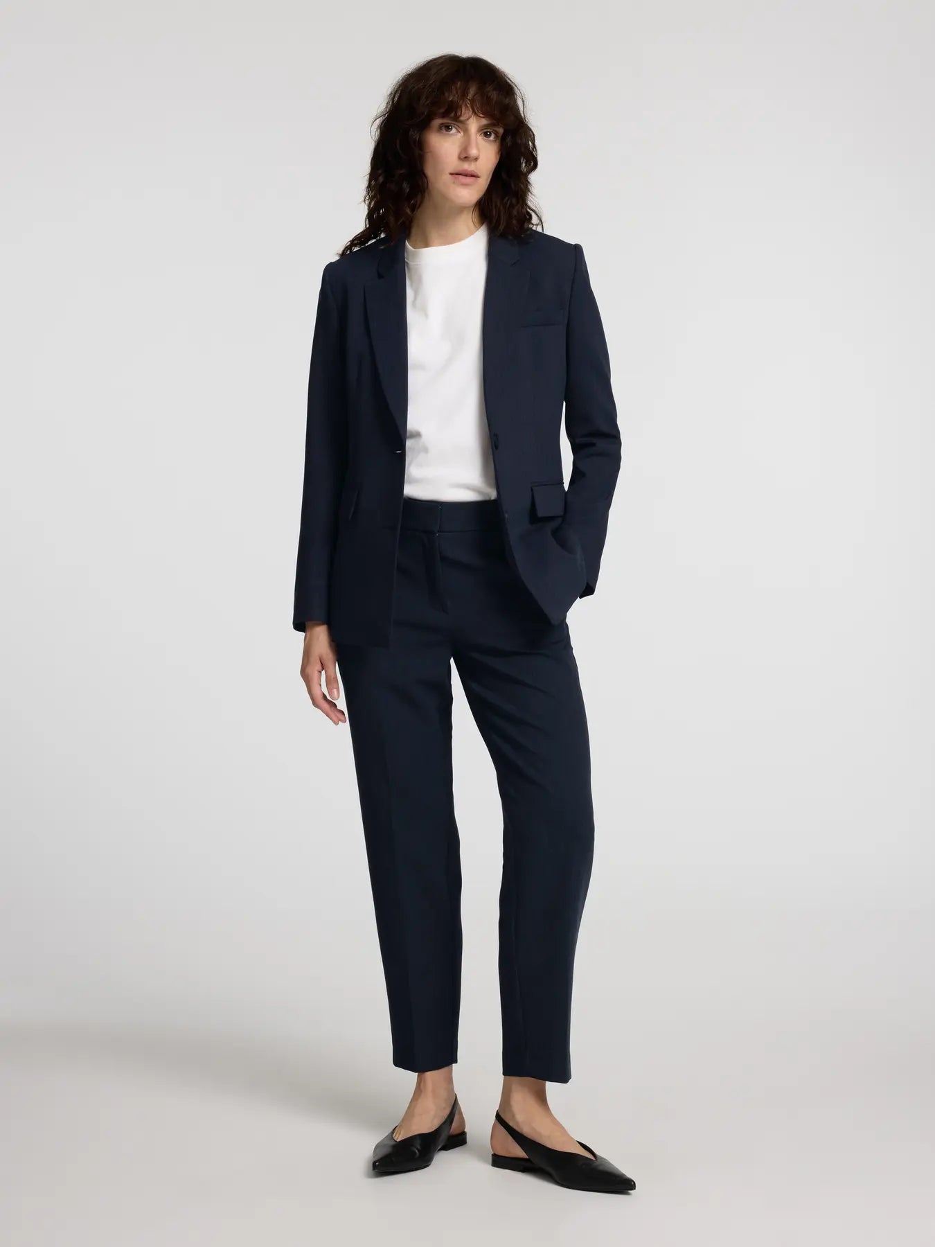 Selected Femme - Rita-Ria Cropped Byxa - Dark Sapphire Melange