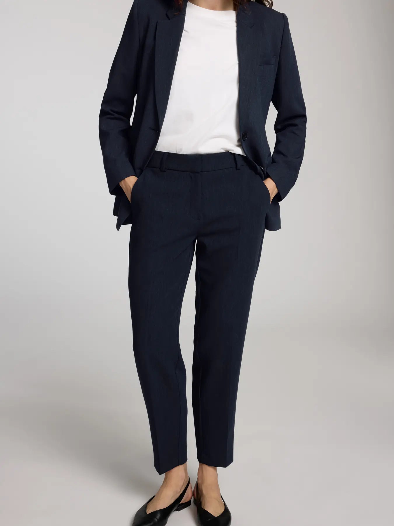 Selected Femme - Rita-Ria Cropped Byxa - Dark Sapphire Melange