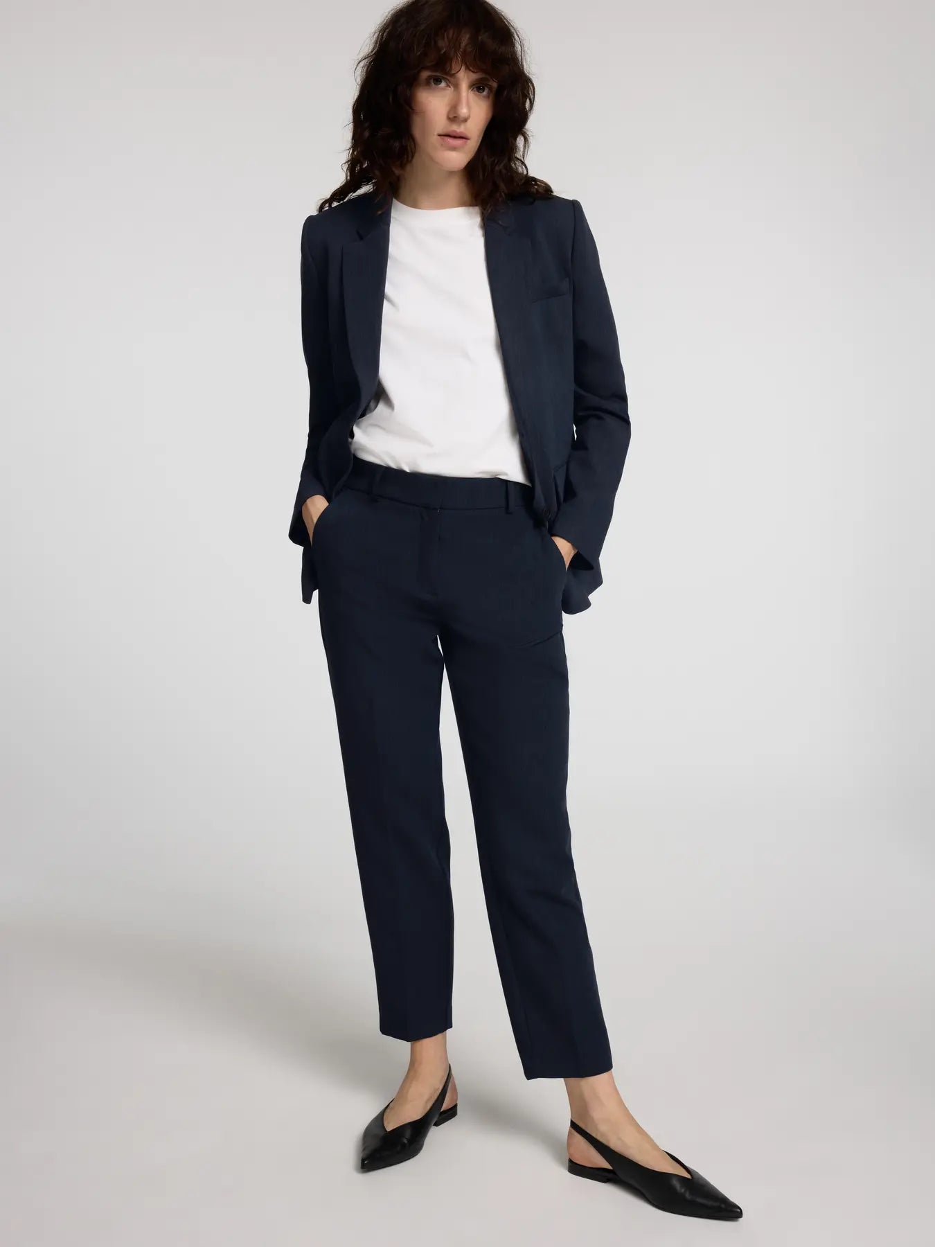 Selected Femme - Rita-Ria Cropped Byxa - Dark Sapphire Melange
