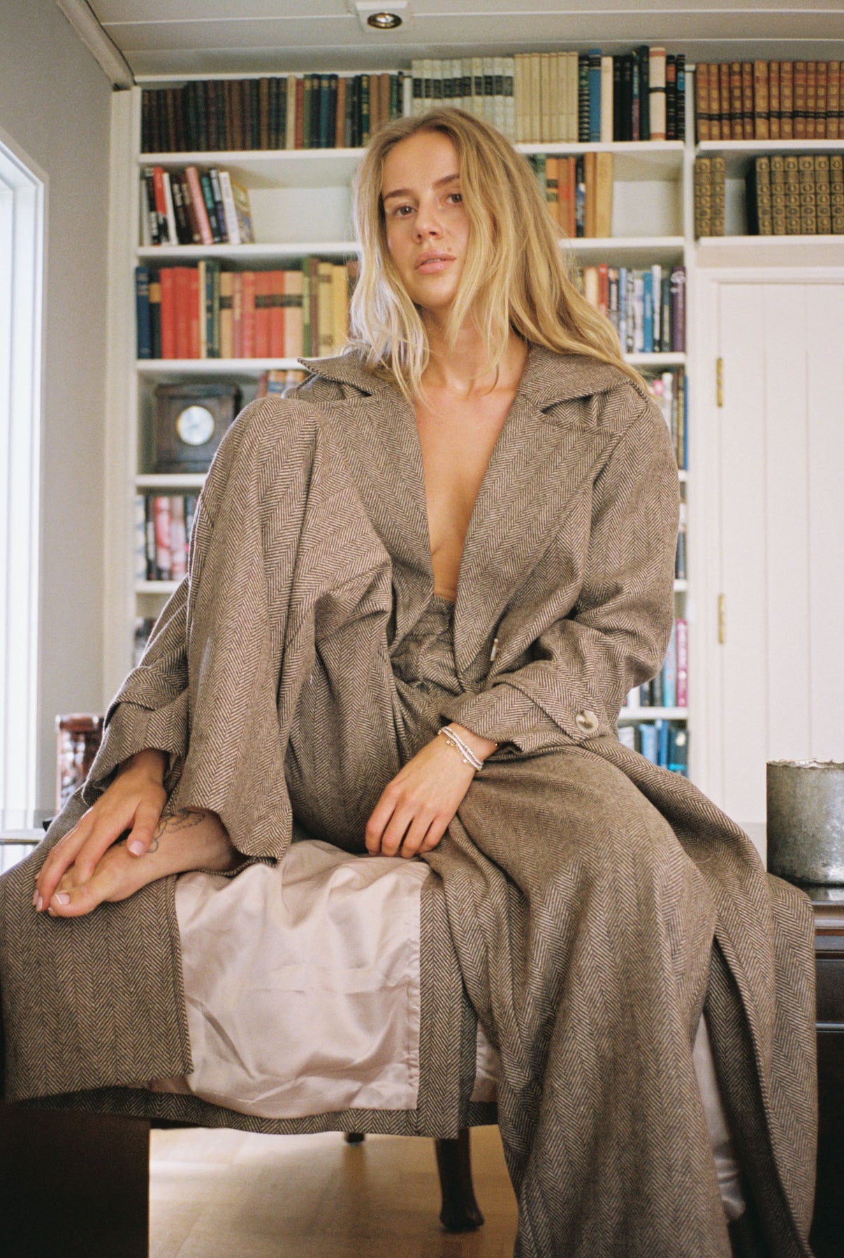Zoe Herringbone Pant - Brown