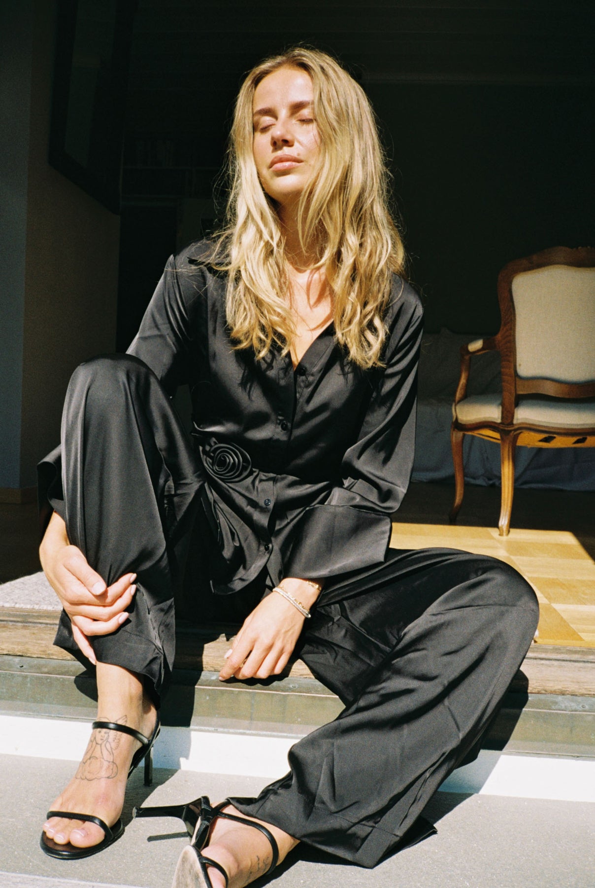 Luna Satin Pant - Black