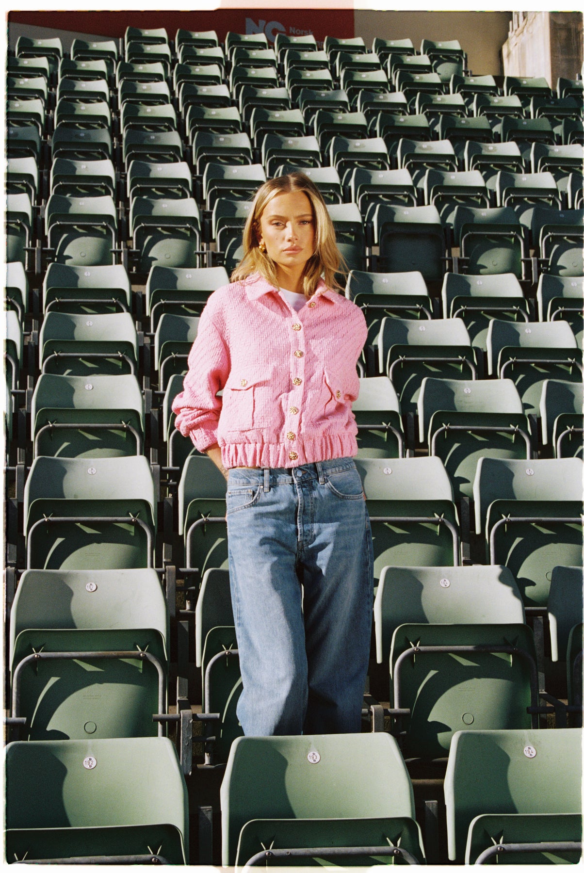 Tone Tweed Jacket - Ljusrosa