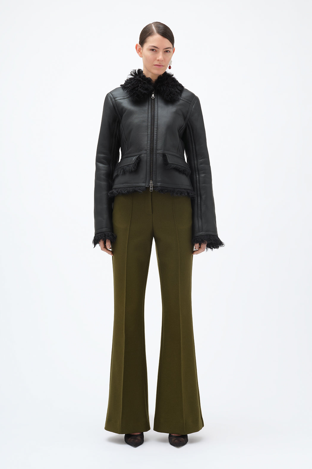 Short Shearling Jacket - Black
