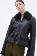 Short Shearling Jacket - Black