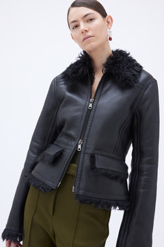 Short Shearling Jacket - Black