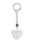 Rhinestone Heart Charm - Clear Silver