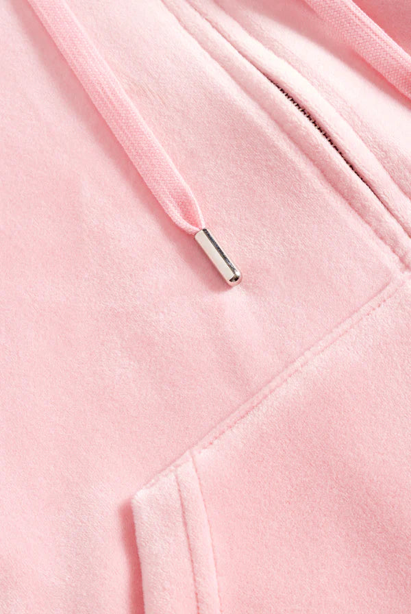 Robertson Classic Velour Zip Hoodie - Candy Pink