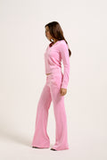Layla Low Rise Flare Pocketed - Pink Marl