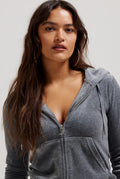 Robertson Classic Velour Zip Hoodie - Charcoal Marl
