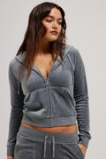 Robertson Classic Velour Zip Hoodie - Charcoal Marl