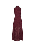 Flower Mesh Maxi Dress - Zinfandel