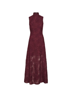 Flower Mesh Maxi Dress - Zinfandel