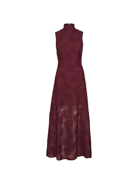 Flower Mesh Maxi Dress - Zinfandel