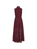 Flower Mesh Maxi Dress - Zinfandel