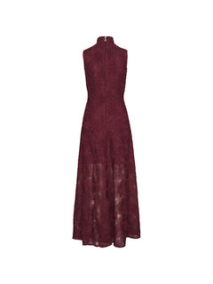 Flower Mesh Maxi Dress - Zinfandel
