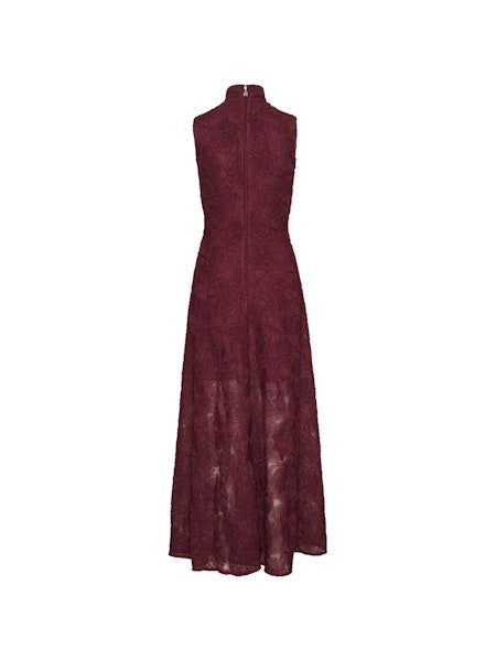 Flower Mesh Maxi Dress - Zinfandel