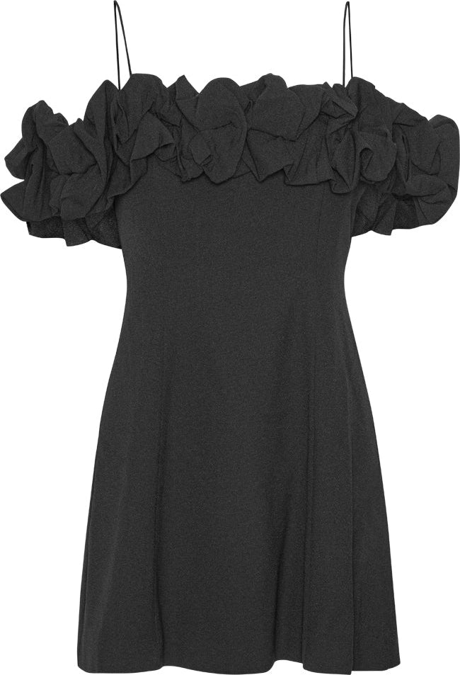 Crepe A-Line Mini Dress - Black