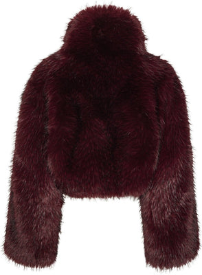 Faux Fur Crop Jacket - Zinfandel