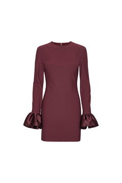 Frill Sleeved Mini Dress - Zinfandel