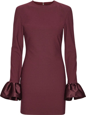 Frill Sleeved Mini Dress - Zinfandel