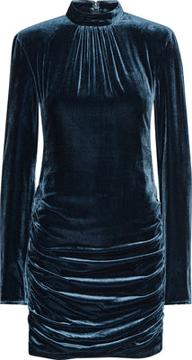 Silk Velvet Ls Mini Dress - Graphite