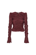 Chiffon Ruched Ls Top - Zinfandel