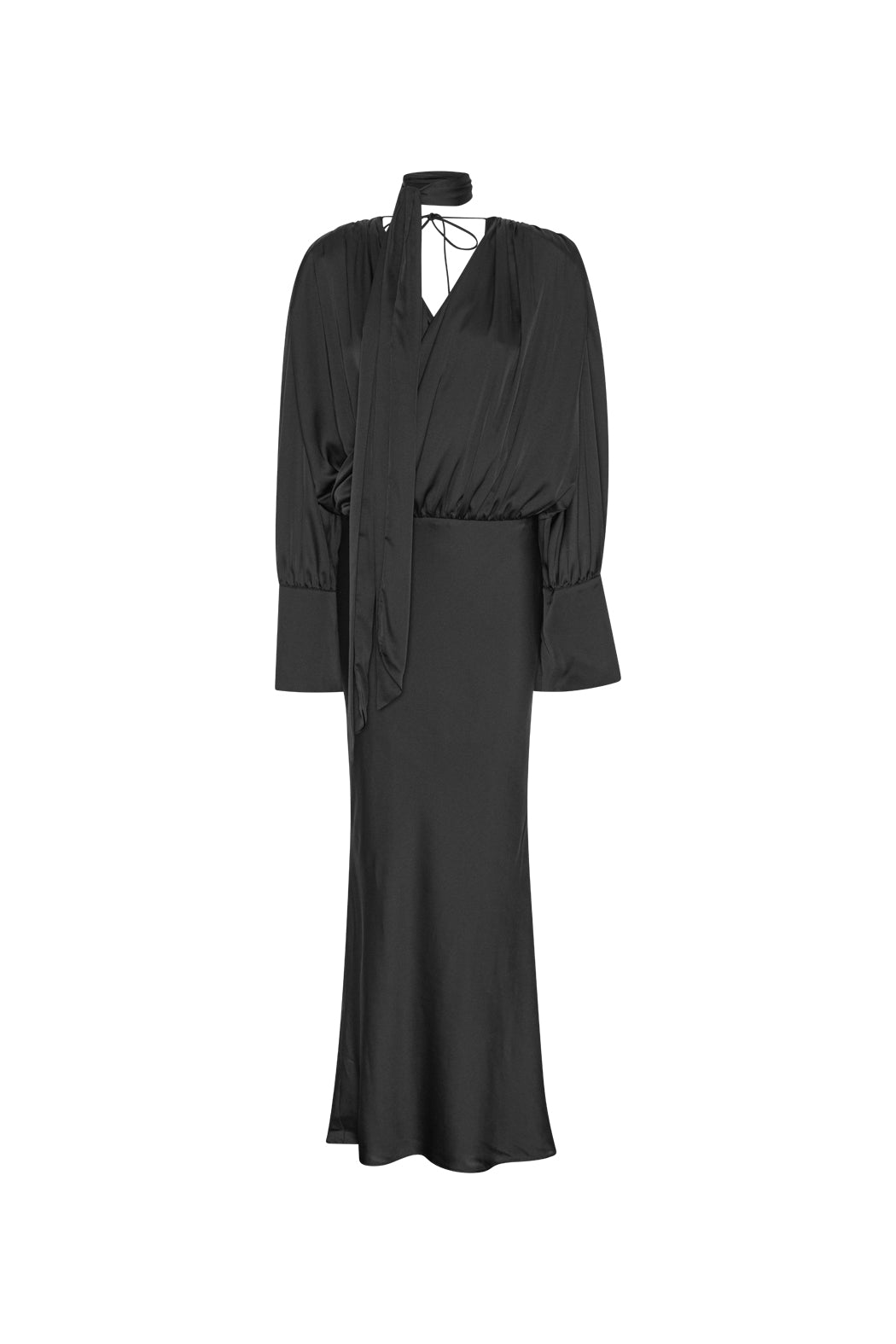 Chiffon Ls Maxi Dress - Svart