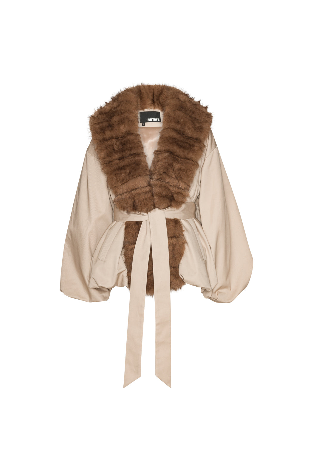 Faux Fur Collar Jacket - Cement