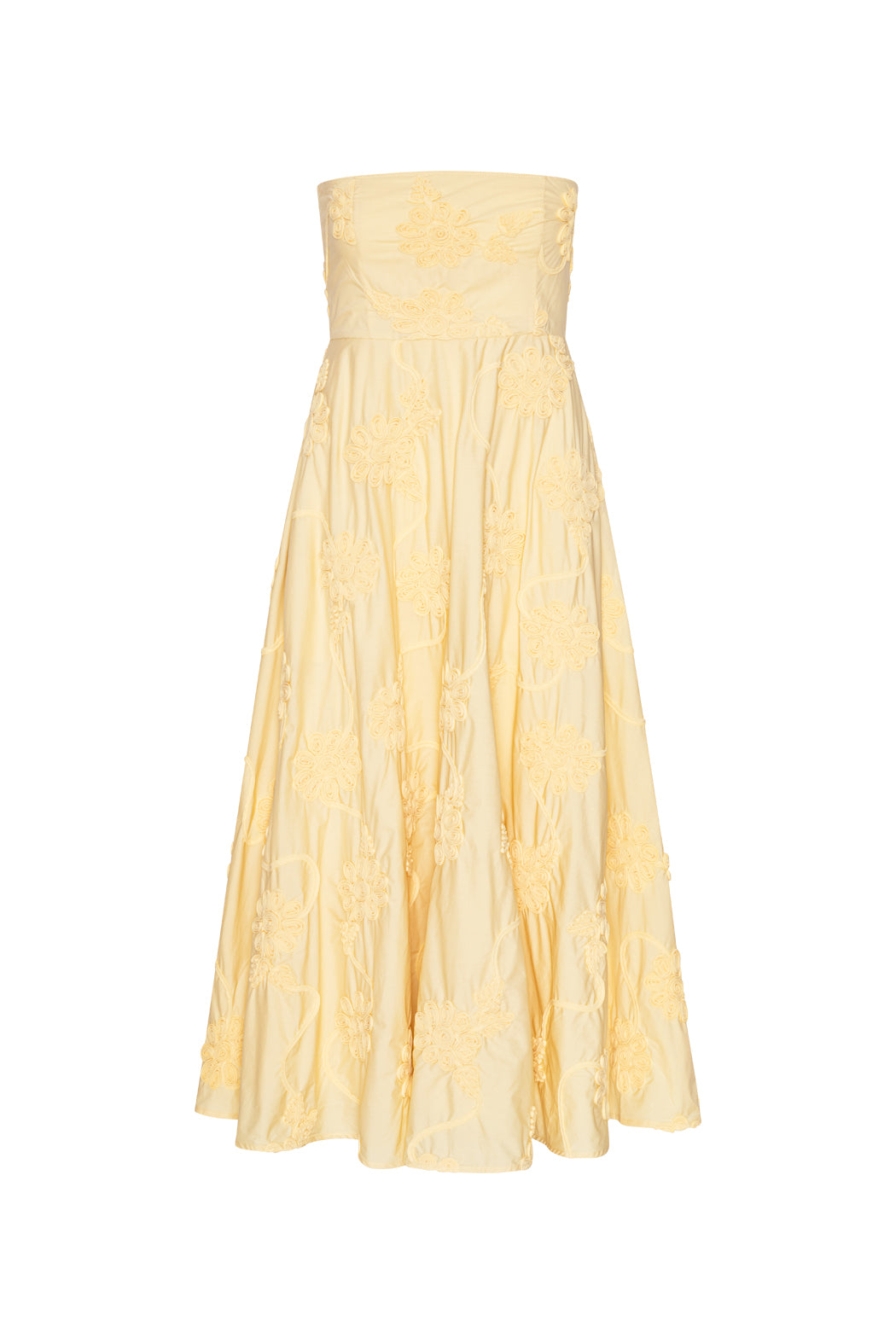 Flower Strapless Dress - Italian Straw